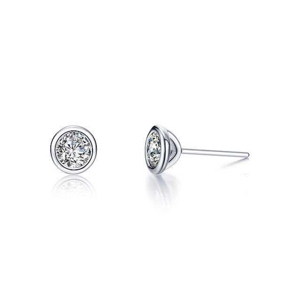 Women'S Jewelry Lafonn | Lafonn Silver Solitaire Stud Earrings, 1.5Cttw