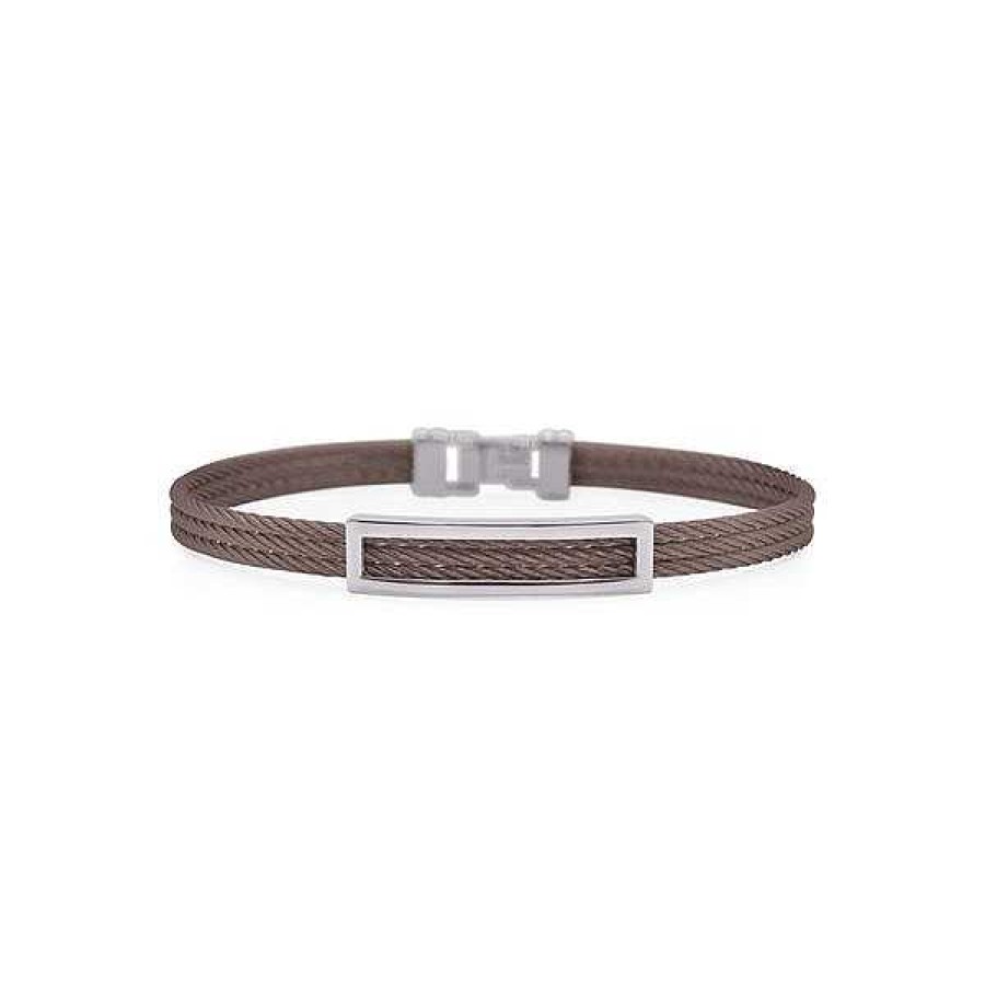 Men'S Jewelry ALOR Fine Jewelry | Alor 'Gents Jewelry' Chocolate Cable Open Bracelet