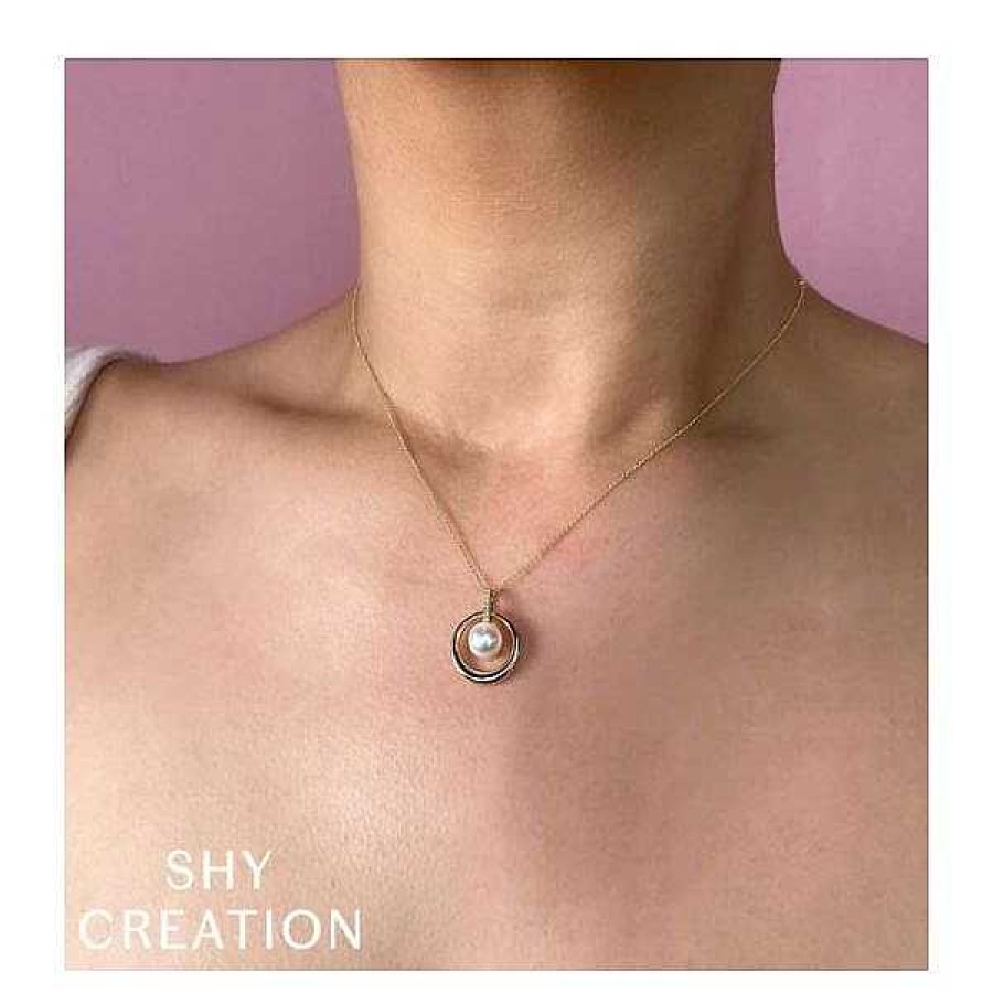 Women'S Jewelry Shy Creation | Shy Creation Yellow Gold, Diamond, & Pearl Necklace