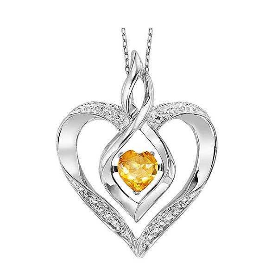 Women'S Jewelry SVS Fine Jewelry | Rhythm Of Love Heart Birthstone Pendant - Citrine