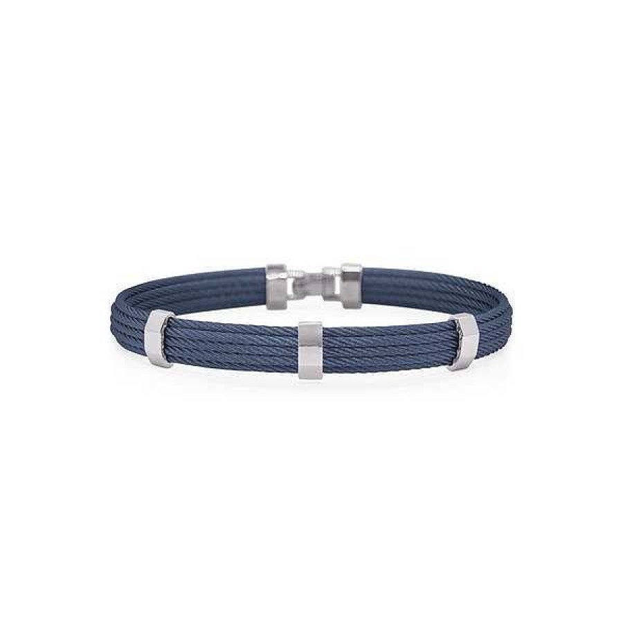 Men'S Jewelry ALOR Fine Jewelry | Alor 'Gents Jewelry' Blueberry Cable Bracelet