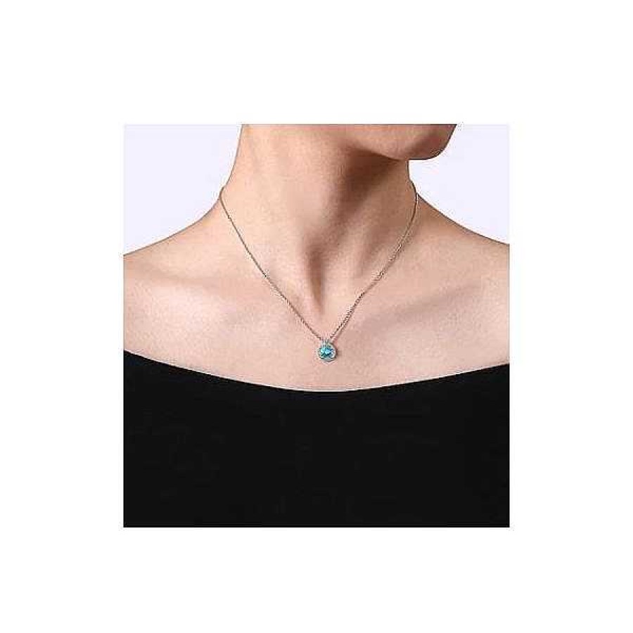 Women'S Jewelry Gabriel & Co | Gabriel & Co. Bujukan Silver & Swiss Blue Topaz Necklace