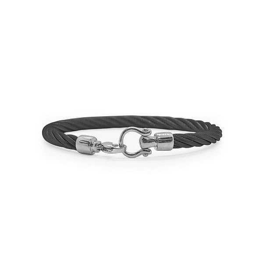 Men'S Jewelry ALOR Fine Jewelry | Alor 'Gents Jewelry' Black Cable Buckle Bracelet