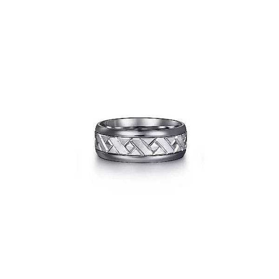 Men'S Jewelry Gabriel & Co | Gabriel Men'S Tantalum & White Gold Wedding Band