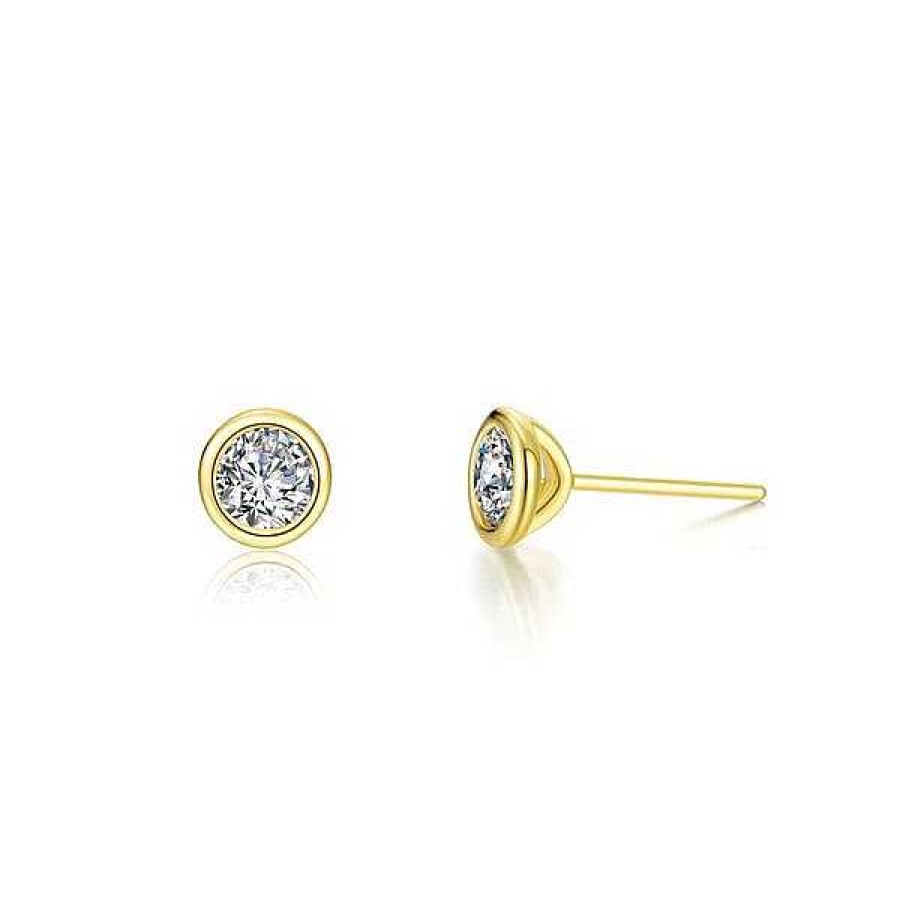 Women'S Jewelry Lafonn | Lafonn Yellow Gold Plated Silver Stud Earrings