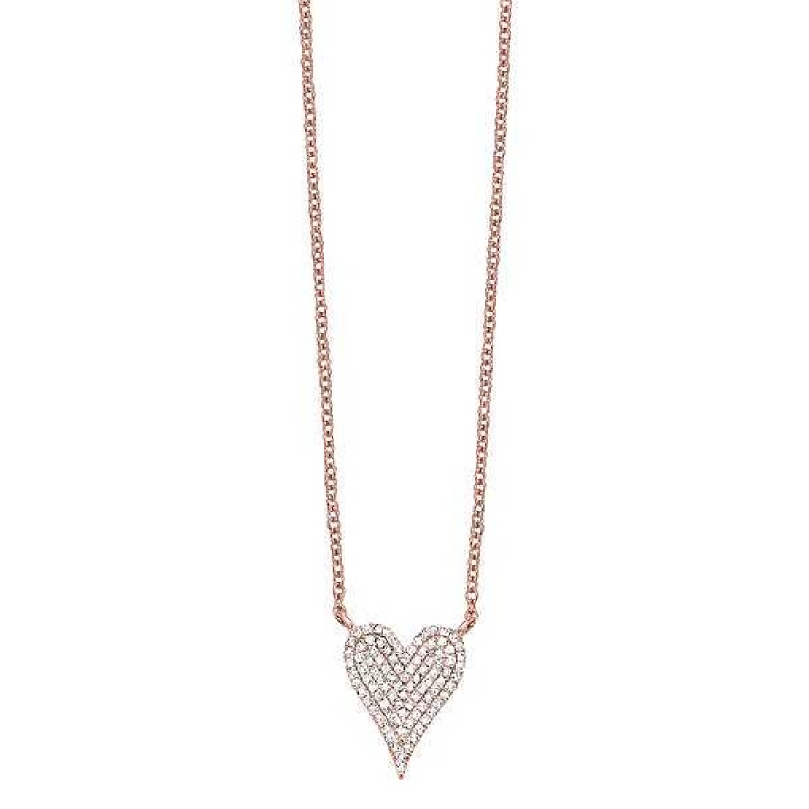 Women'S Jewelry SVS Fine Jewelry | Pave Diamond Heart Necklace - 1/5 Ctw