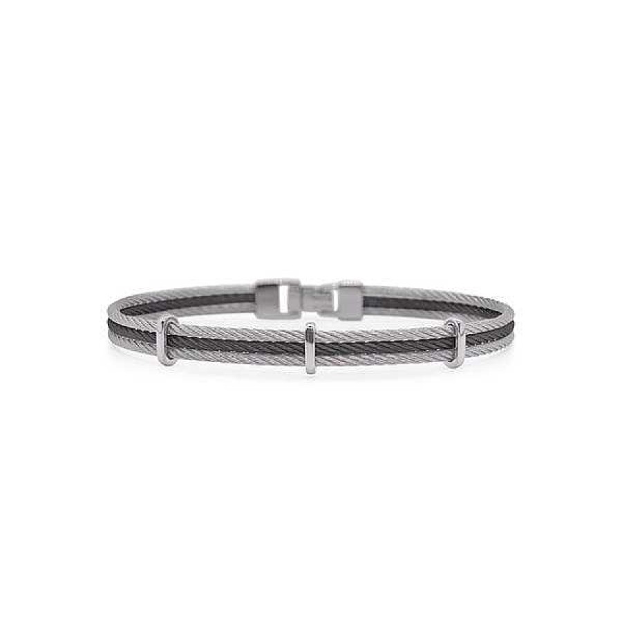 Men'S Jewelry ALOR Fine Jewelry | Alor 'Gents Jewelry' Grey & Black Cable Bracelet