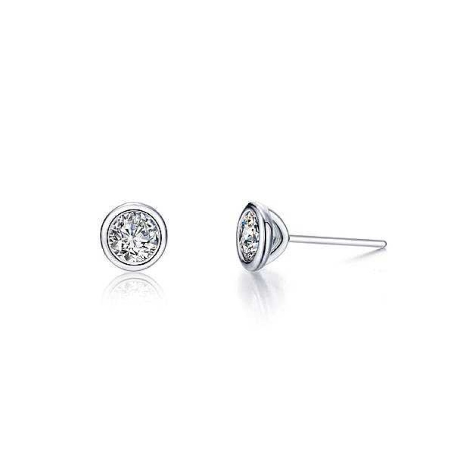 Women'S Jewelry Lafonn | Lafonn Silver Solitaire Stud Earrings, 1Cttw