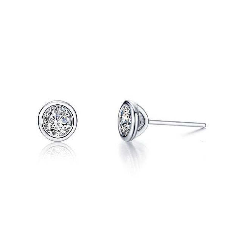 Women'S Jewelry Lafonn | Lafonn Silver Solitaire Stud Earrings, 2Cttw