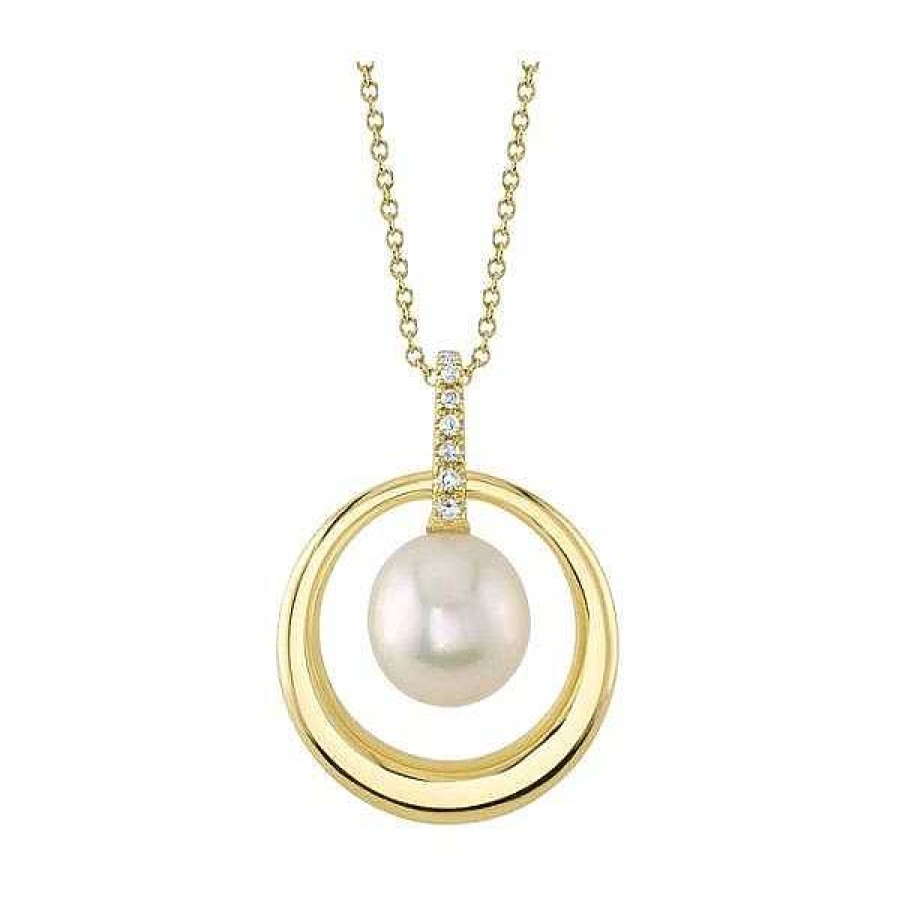 Women'S Jewelry Shy Creation | Shy Creation Yellow Gold, Diamond, & Pearl Necklace