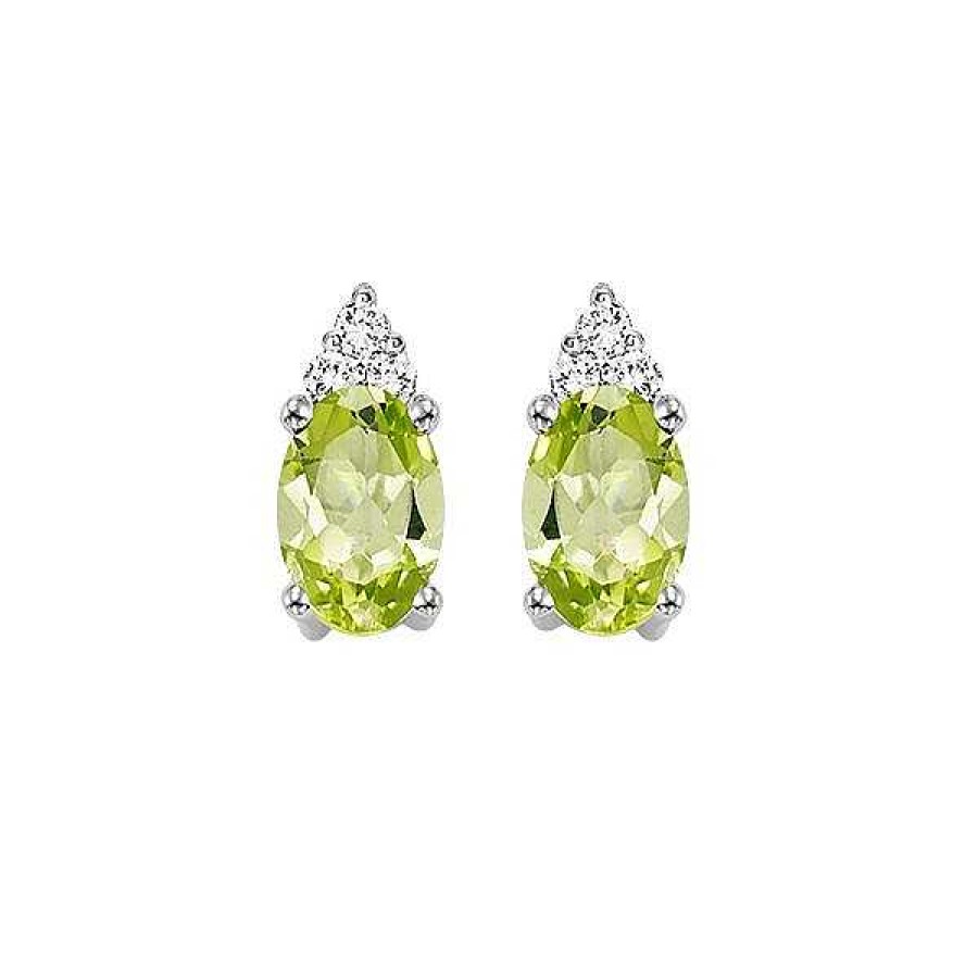 Women'S Jewelry SVS Fine Jewelry | Svs Oval Birthstone Earrings: Peridot